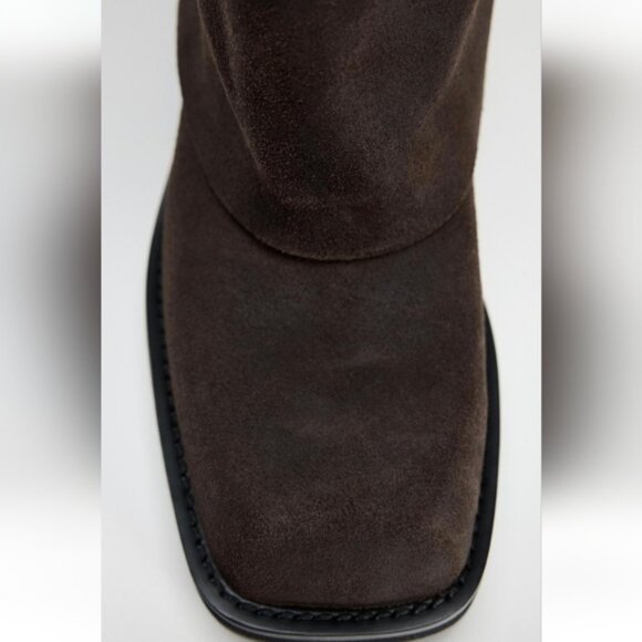 ZARA BUCKLED SUEDE GAITER BOOTS - Picture 5 of 5